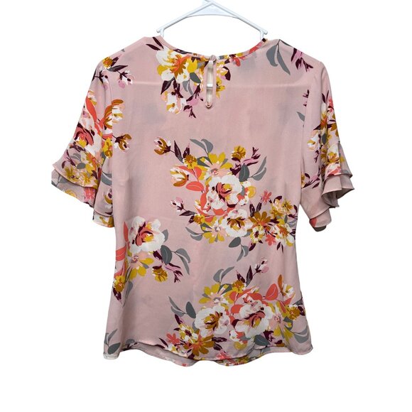 Van Heusen Top Womens XS Shirt Blouse Pink Floral Boho Work Casual Spring Summer - Picture 9 of 11